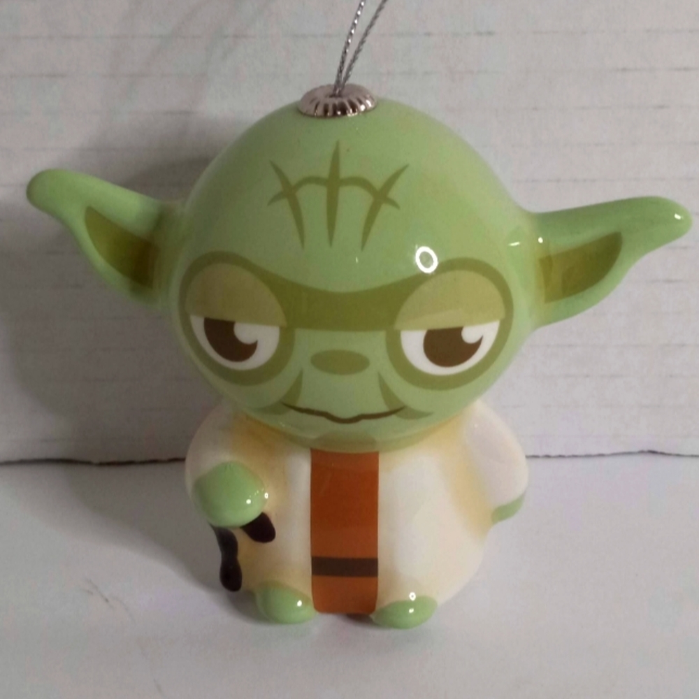 Yoda Christmas Tree Ornament Star Wars Decoupage Plastic Hallmark 3.25”